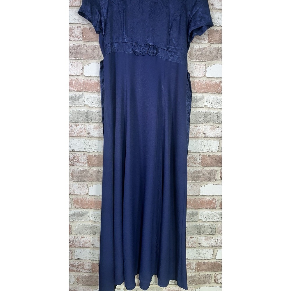 Vintage 90s Frederick's Of Hollywood Navy Empire Waist Maxi Dress Sz 11/12 - Picture 7 of 16